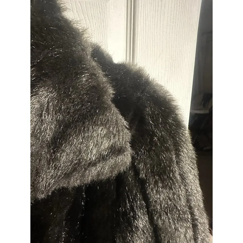 VNT 70s 90s Passport Plush Faux Fox Rabbit Fur Short Jacket Sm 10 Mob Satin 36w - Picture 11 of 15